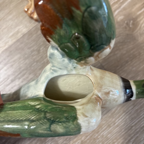 Vtg Mallard Duck Flying Ceramic Wall Hanger Pocket Planter Hunting Cabin Japan - Picture 4 of 9